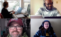 Headshots of four Dalhousie Instructional Technologies staff providing assistance in the virtual support room.