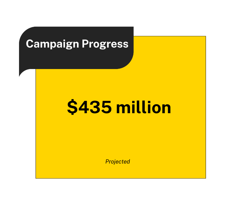 A graphic depicting the year's metrics for giving.
